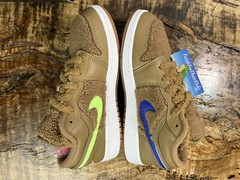 Air Jordan 1 Low GS Teddy Bear Driftwood Racer Blue Size 4Y