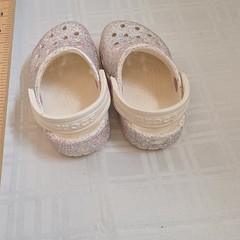 Crocs Classic Kids Glitter Speckled Clog Sandals White/Pink/Blue US C5 Strap