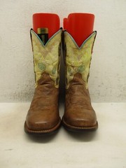 Roper Kids Brown Leather Arrow Feather Cowboy Boots Size 9 Leather Sole