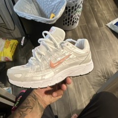 Nike P-6000 (GS) White Orange Mesh Low Top Lace Up Sneaker US 4.5 Unisex Kids