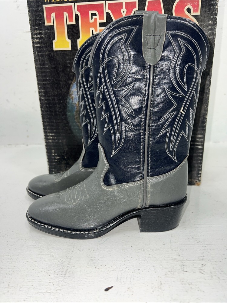 New Children’s Blue And Gray Texas Brand Cowboy Boots. 2102 11.5 11 1/2 D. 24-90