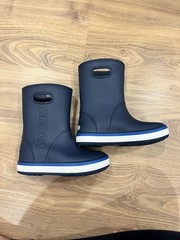Blue Kids Crocs Pull Up Waterproof Rain Boots Youth Size US11 AUS11 kids Handles