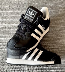 ADIDAS ORIGINAL YOUTH SZ 1 SAMOA BLACK WHITE SHOES ORTHOLITE EUC LOW TOP UNISEX