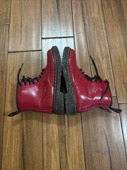 Dr Doc Martens 1460 J Lace Up Side Zip AW004 Red Leather Boots Kids Size 13