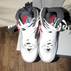 Jordan Air Jordan 8 Unisex Kids High Top Lace-Up Sneakers White Black Red Blue