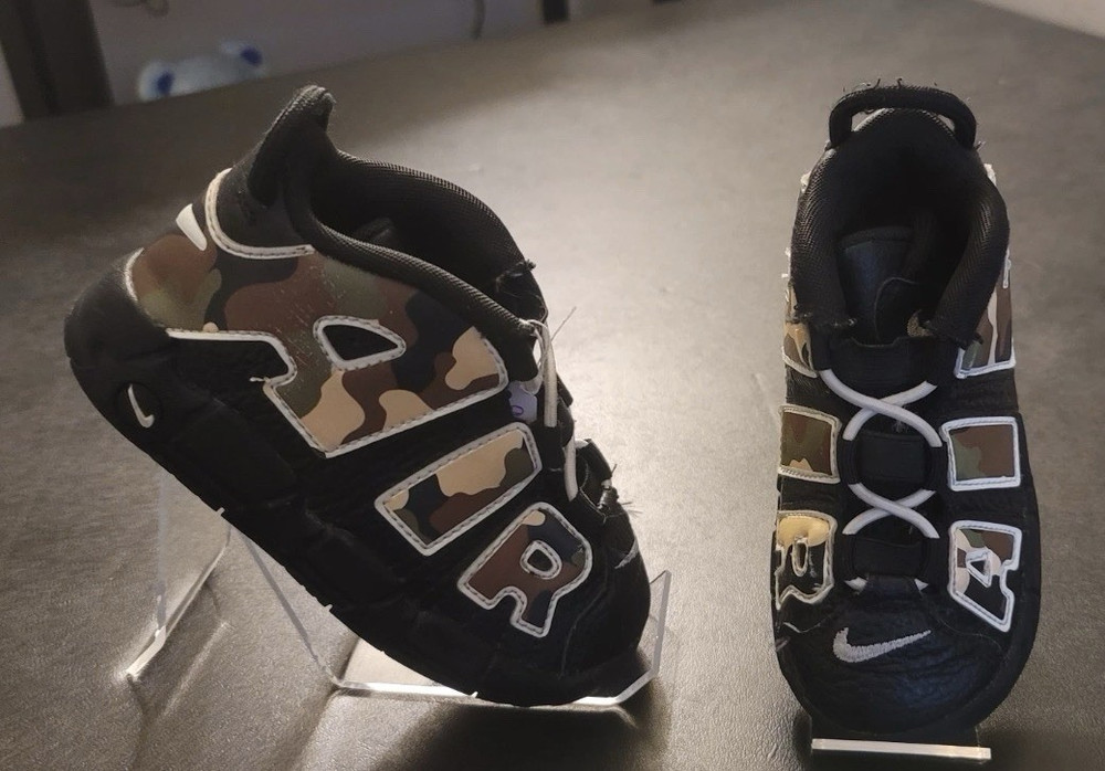 Nike Air More Uptempo Toddler 8c Black Camo High Top Lace-Up Sneakers