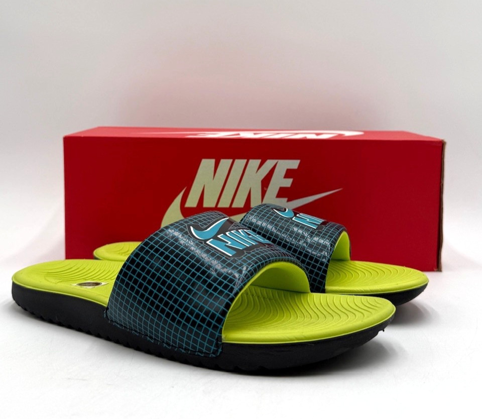 Nike KAWA SLIDE SE1 Black/Aqua Unisex Kids‘ NEW Sandal Green Multiple Sizes