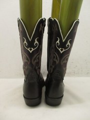 Justin Black Leather Square Toe Pull On Boots Kids Youth Style 2554 JR Sz 5.5 D