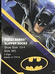 Batman DC Fuzzy Babba Slipper Socks Size 13-4 M/L Blue Yellow Black