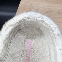 Crocs Pink Lined Clogs Junior Size 3 Adult Size 5 White Lining Spellout Cute