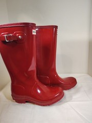 Hunter Original Kids Gloss Rain Boots Size 2B/3G Red Waterproof