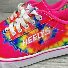 HEELYS Sneakers WITH Wheels Youth Size 3 Tie Dye Lace Up Skate Shoes Pink Pro20