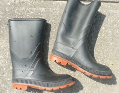 Size 4 Youth Small Womens Rubber Vinyl Boots Made in Canada Black