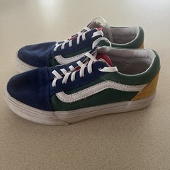 VANS OFF THE WALL BLUE GREEN YELLOW RED MULTI SHOES SIZE 1 Kids BOY OR GIRL