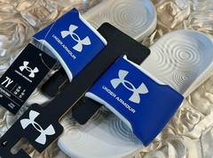 Under Armour Ignite Select 7 Y, 7 W, 5.5 M Slide Sandals Blue Cushioned NEW