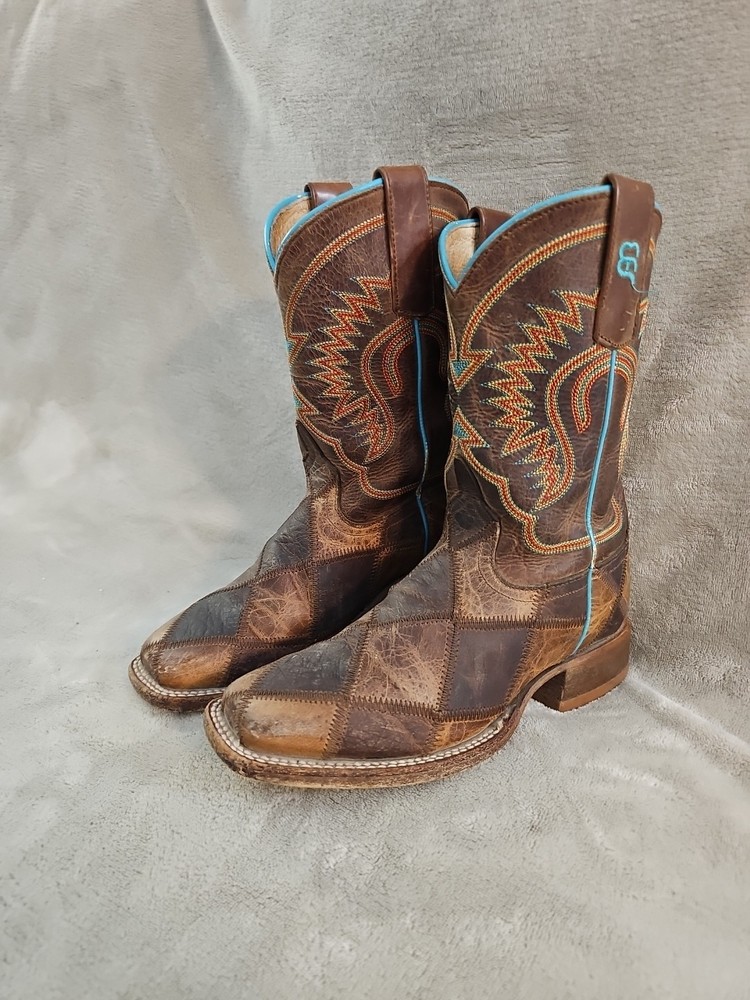 Horsepower Crazy Train Patchwork Square Toe Western Boot by Anderson Bean Y Sz 2