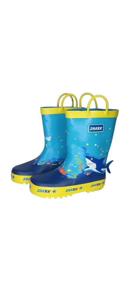 Toddler Rubber Rain Boots Under The Sea Shark Rubber Rain Boots Sz 8 New