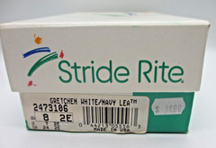 Vintage Stride Rite Classic Leather Saddle Shoes Navy and White Kids Size 8