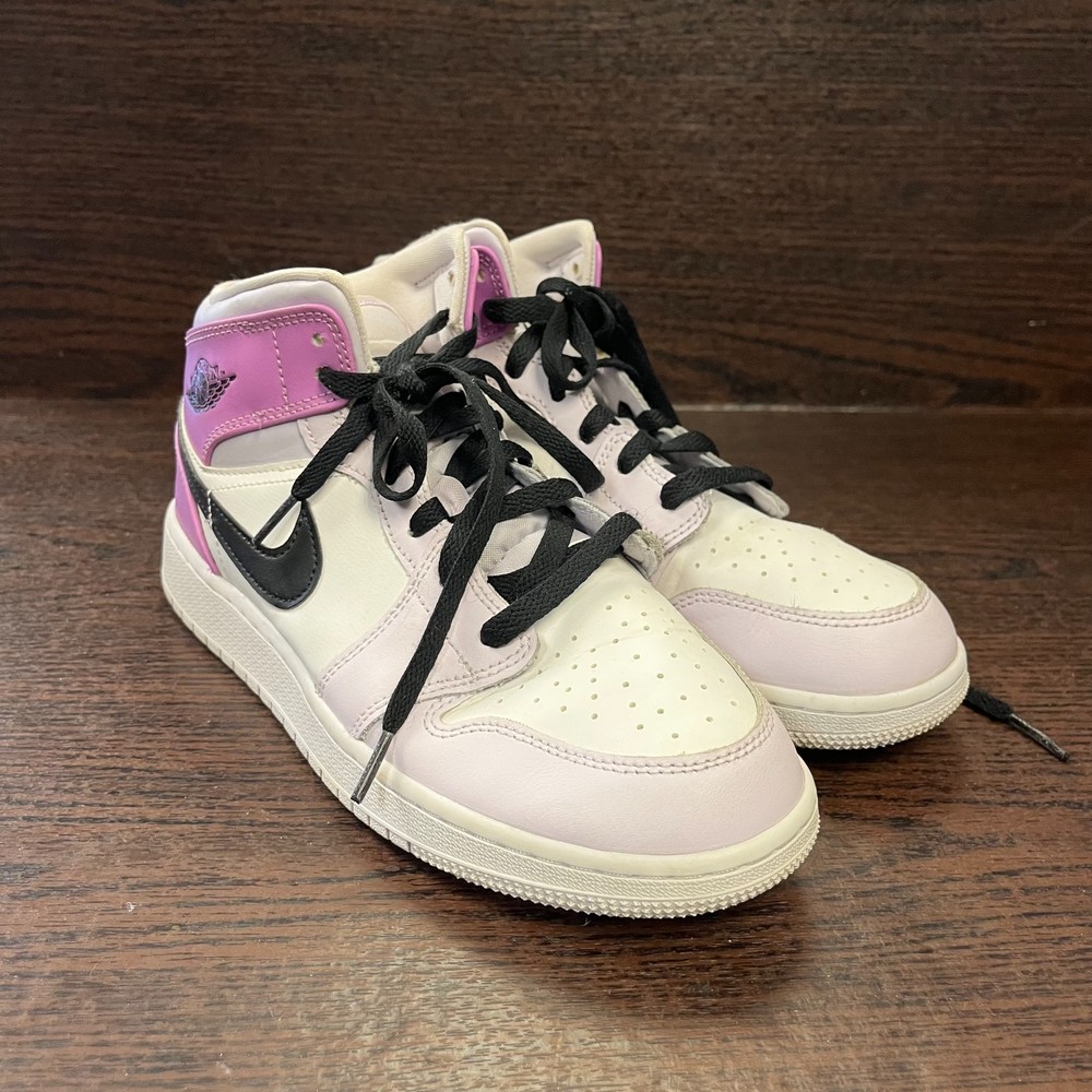 Nike Air Jordan 1 Mid GS Barely Youth Grape Purple White Shoes Size 7 DQ8423-501