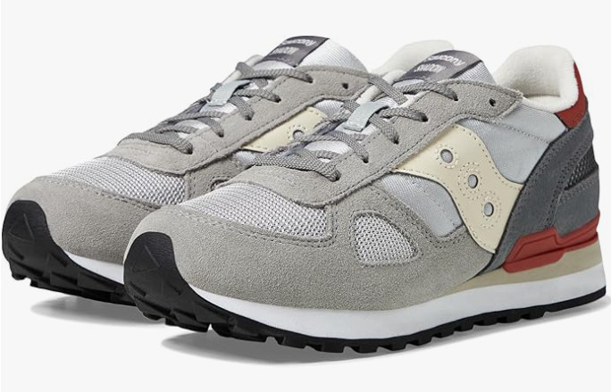 Saucony Shadow Original (Little Big Kid) Sneaker, Grey/Red, 4 US Unisex