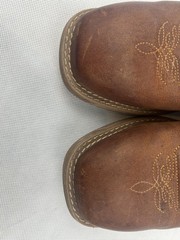 Justin Boots Canter Jr Cognac Water Buffalo Sqr Toe Cowboy Youth/kids Size 5 D
