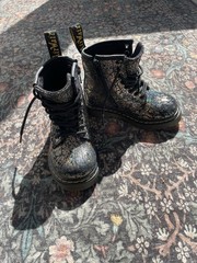 DR MARTENS Toddler Black Disco Crinkle 1460T Lace-Up Combat Boots Kid’s Size 7