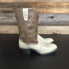 Bronco Youth Beige & Brown Western Boots 6D Festival Cowboy Rodeo Country Music