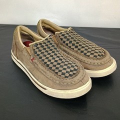 Twisted X YCA0015 Basket Weave Slip-on Kicks Kids/Youth Sz 13.5M Brown Leather