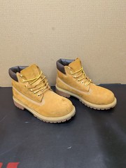 Timberland Boots Youth Size 2M Brown Nubuck Lace Up Ankle Combat 12709 Logo