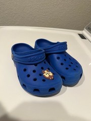 Crocs Classic Clogs Blue Kids Size 11C with Monkey Jibbitz Charm