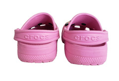 Crocs Classic Clog Junior Size J1 Taffy Pink Kids Slip on Shoes Mickey & Minnie