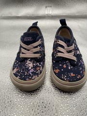 VANS Off The Wall Kids Navy Pink Orange Splatter Canvas Sneakers Lace Up US 5