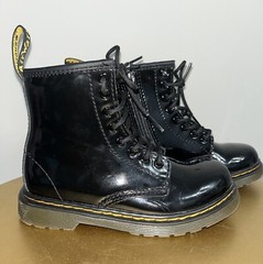 Dr. Martens Docs Kids Patent Leather Combat Boots 1460J Black Size 11