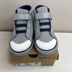 See Kai Run Drew Basics Gray Blue Hook & Loop Sneaker Unisex Kids US 9