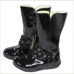Primigi Kids Shoes Boots 24 8 Black Leather Anti Shock Made in Italy Studded
