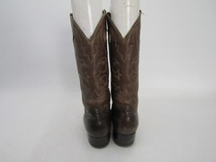Custom Made Youth Sz 4 EE Brown Leather Lizard Skin Print Buckaroo Cowboy Boots