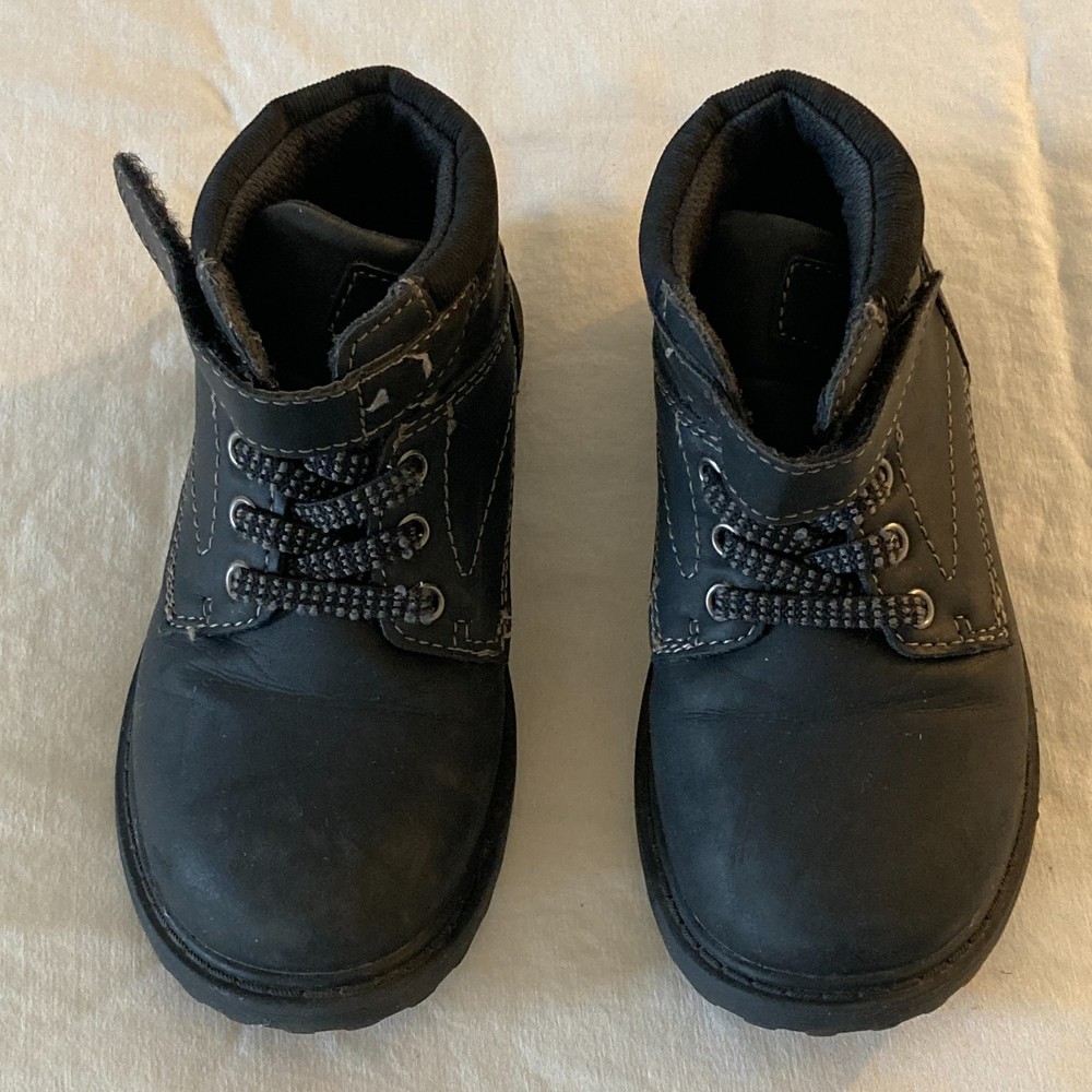 Crown Vintage Lil Leon Toddler Boots Size 9 Black Man Made Lace Up