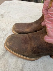 Durango Brown Leather Foot Pink Shaft Girls Western Boots size girls 3