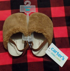 Carter’s Child Of Mine Baby Clogs Toddler Boy/Girl Size 6 Brown Fuzzy Shoes New
