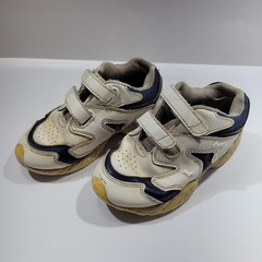 Athletic Shoes Kids Size 10 White Navy Hook & Loop Casual Sneakers Non Marking