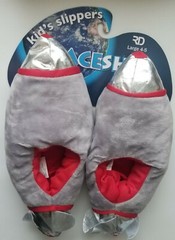 Children’s Slippers Spaceship Rocket Footwear Nighttime Blue Black or Silver BT6