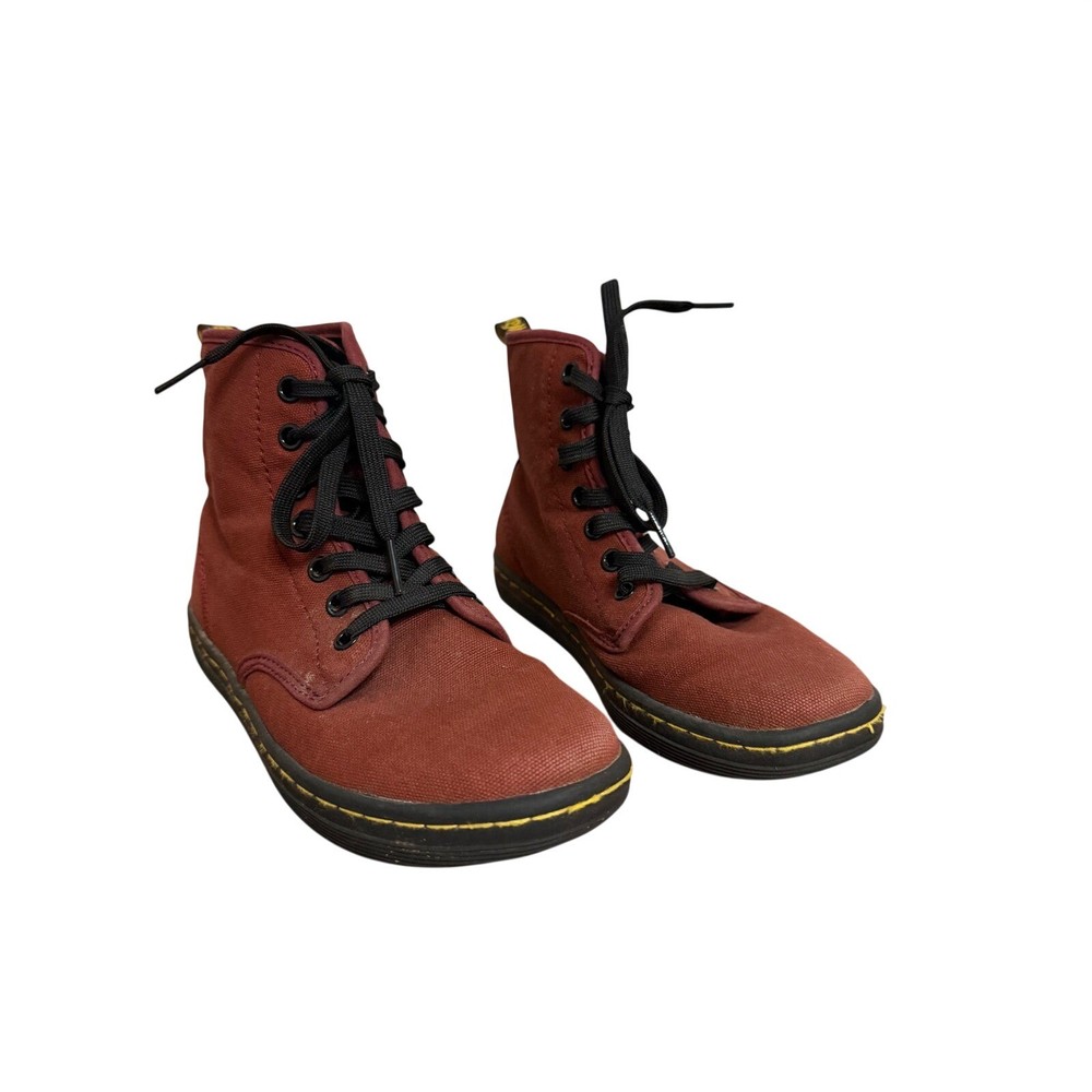 Dr. Martens Kids Burgundy Canvas Lace Up Boots AirWair Maroon boot youth 5