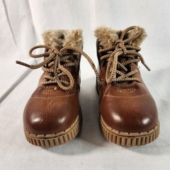 OshKosh Bgosh Haskell Brown Faux Leather Fur Lined Boots Kids Size 8M OF20M10H