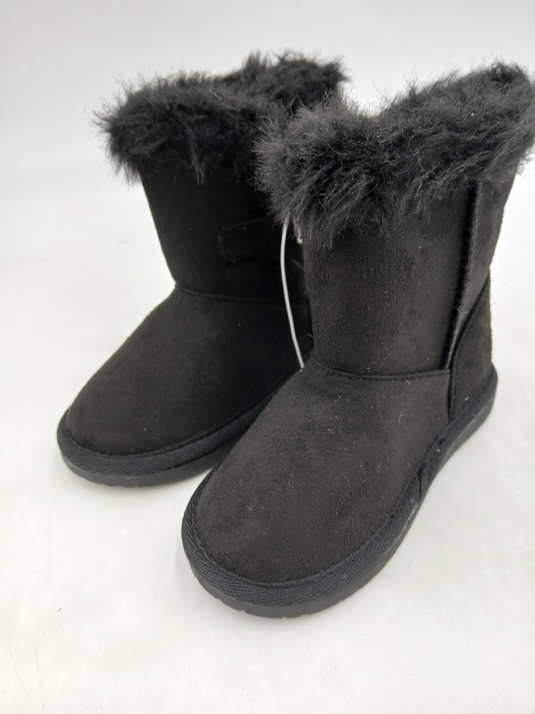 The Childrens Place Shearling Style Boots Toddler Size 9 Black Faux Suede Lined