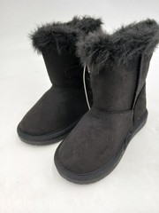 The Childrens Place Shearling Style Boots Toddler Size 9 Black Faux Suede Lined
