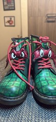 Dr. Martens x TMNT Raphael Kids Ankle Combat Boots Leather Green/Black/Red US 2