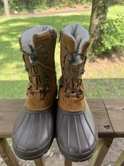 Lands‘ End Youth Size 6 Insulated Duck Boots Brown Faux Fur Lined