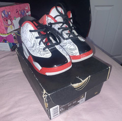 Jordan Dub Zero Unisex Kids Low Top Sneakers White/Black/Red 6C