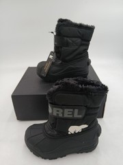 Sorel Snow Commander Snow Boots Kids Size 10 Black Winter Insulated Warm
