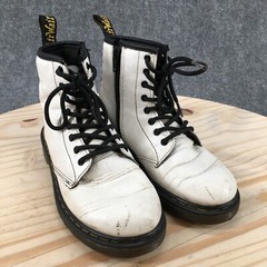 Dr Martens Combat Boots Youth 2 Zavala J White Leather Round Toe Lace Up 1460